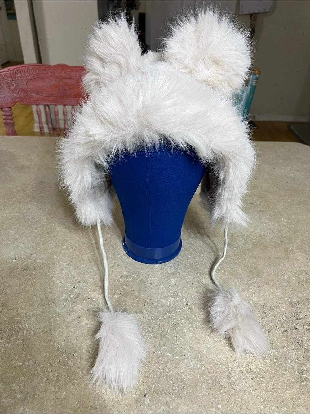 Cozy Light White Faux Fur Pom Hat